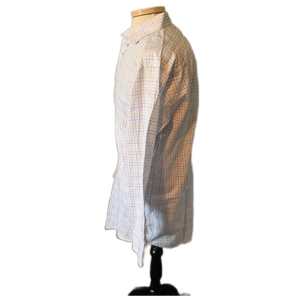 Faconnable 16 1/2 x 34/35 White Check Long Sleeve Button Front Shirt - Picture 2 of 4